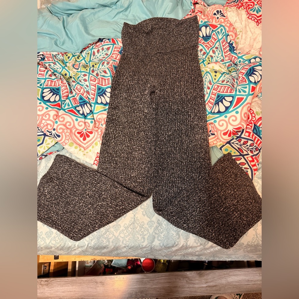 Aerie Charcoal Wide Leg Knit Pants